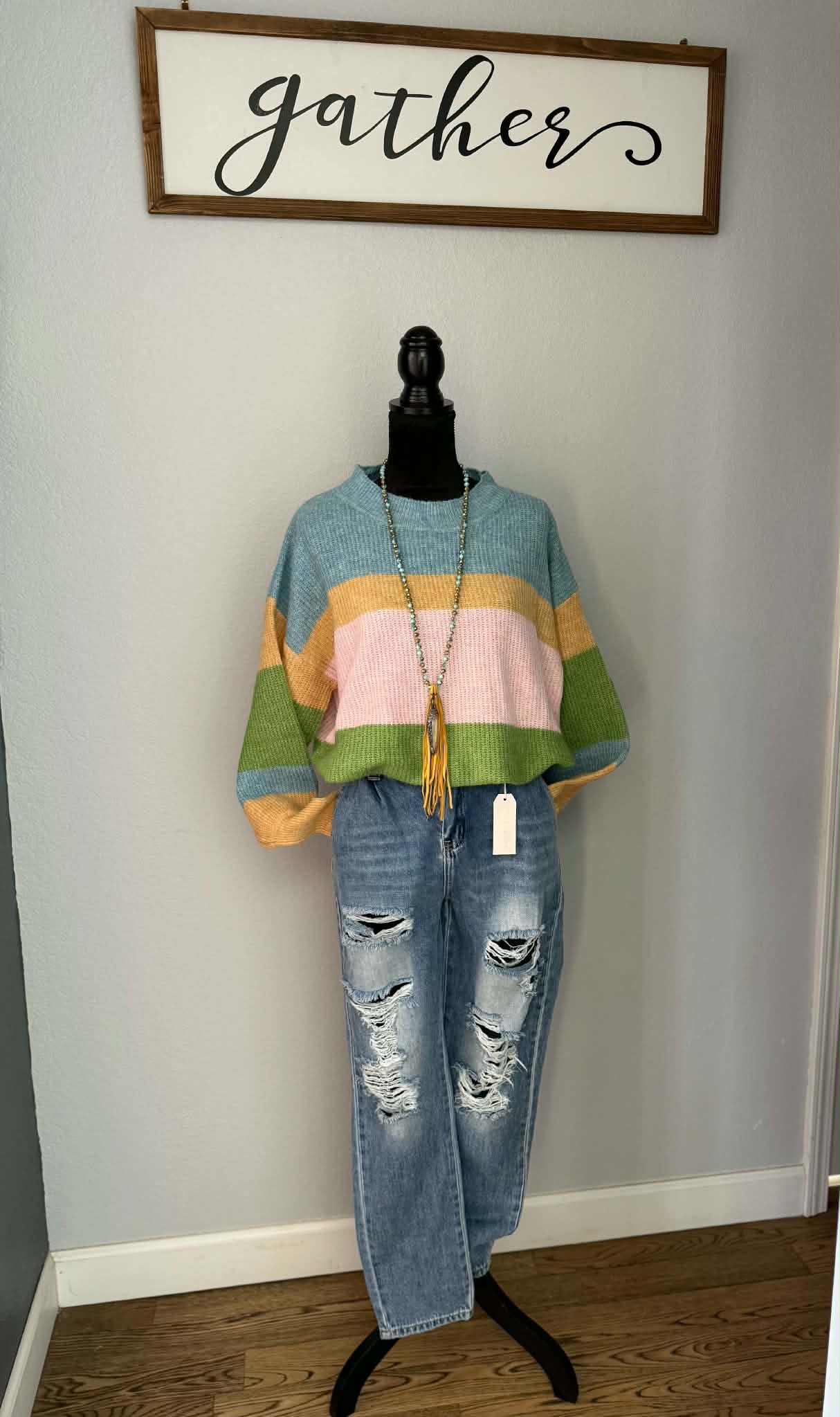 High Rise Paper Bag Mom Jeans w/ Elastic Band