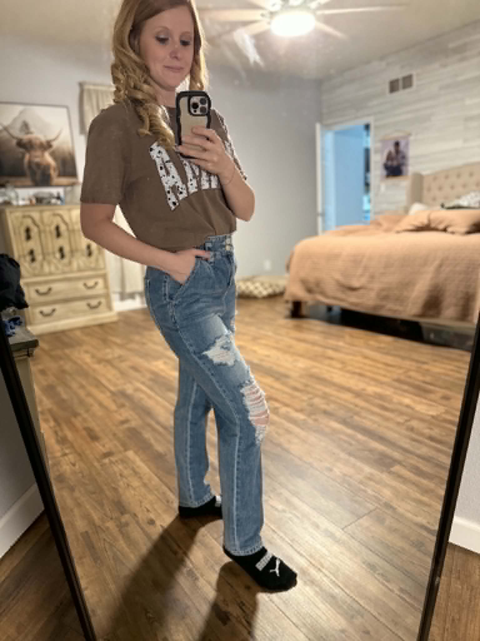 High Rise Paper Bag Mom Jeans w/ Elastic Band
