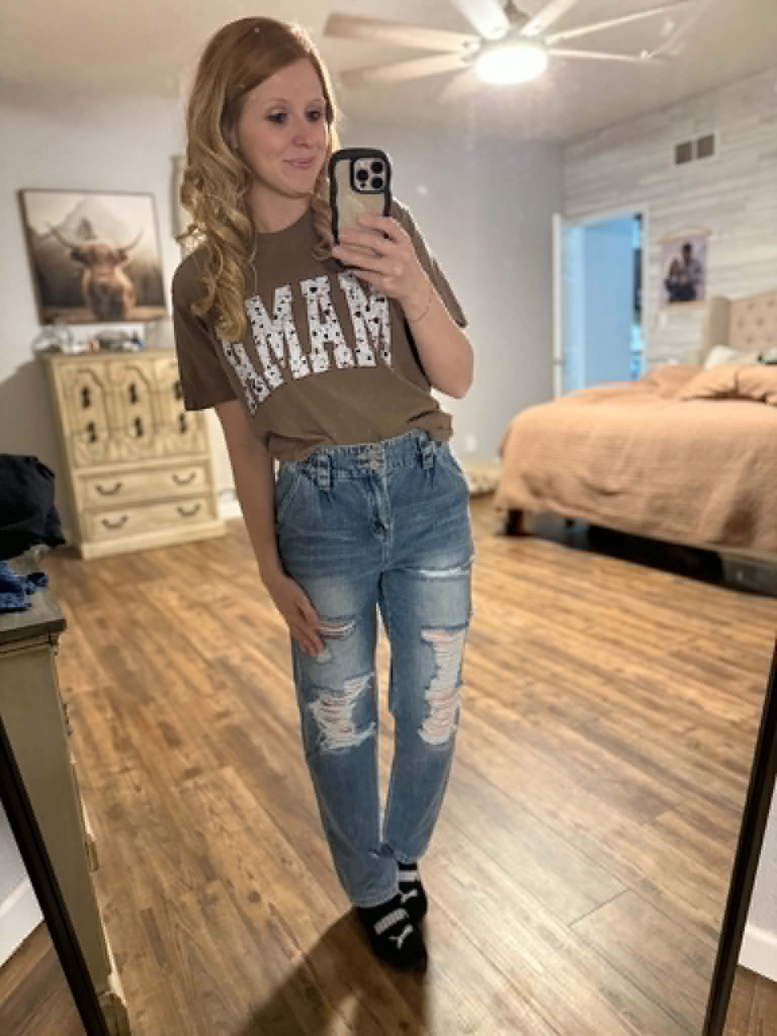 High Rise Paper Bag Mom Jeans w/ Elastic Band