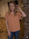 Easy Going Rust Rib Striped Top
