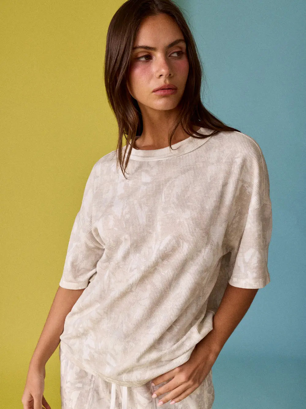 Camo Ribbed Loose Fit Shirt