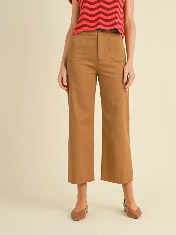 High Waist Cropped Wide Leg Pants