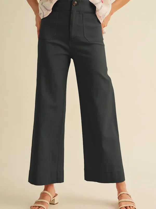 High Waist Cropped Wide Leg Pants